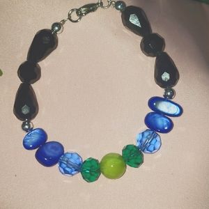 One of a kind mother of pearl and crystal bracelet